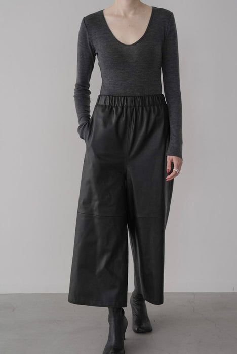 Synthetic Leather Cropped Pants