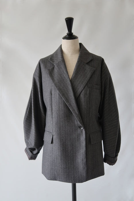 IIROT】Wool Volume Jacket_Pin Stripe-