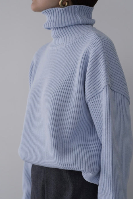 Cotton Wool Turtleneck Knit_Light Blue