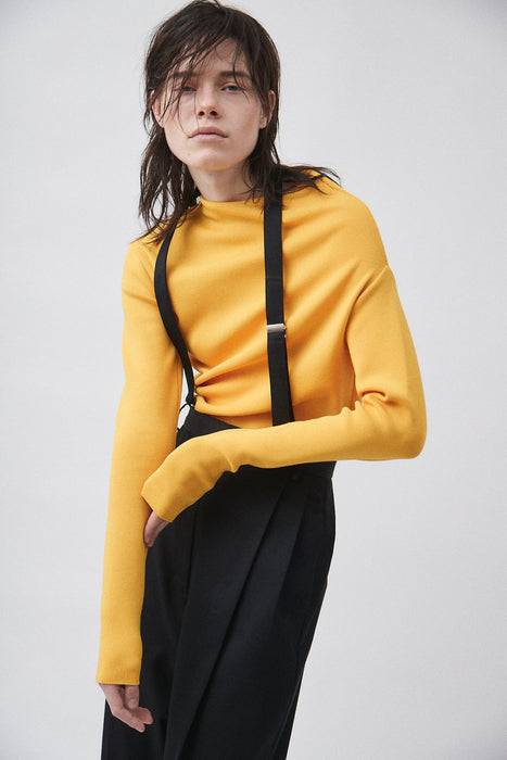 Asymmetry sleeve knit_Canary Yellow