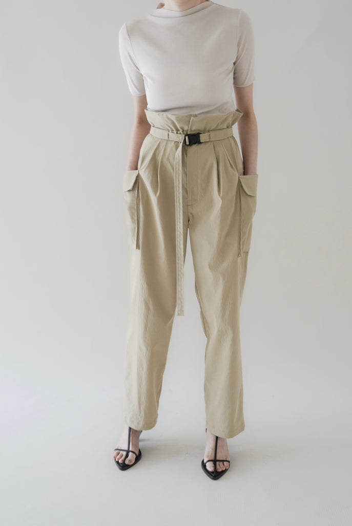 High Rise Band Pants_Beige