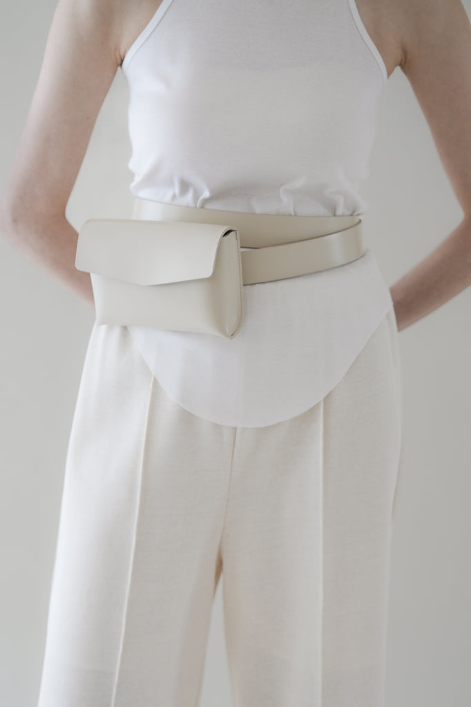 Double belt waist bag_Cream