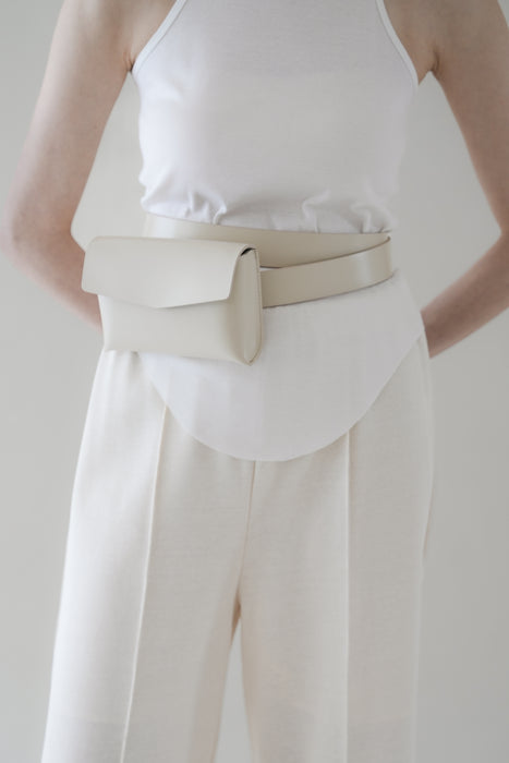 Double belt waist bag_Cream