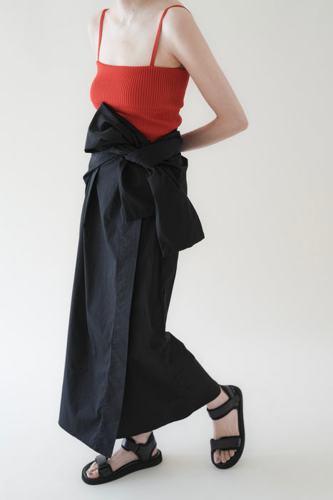Cotton wrap skirt_Black