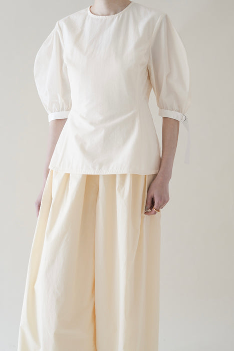 Cotton nylon blouse_Ivory