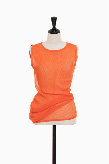 Pleats Sheer Carve Knit_Orange