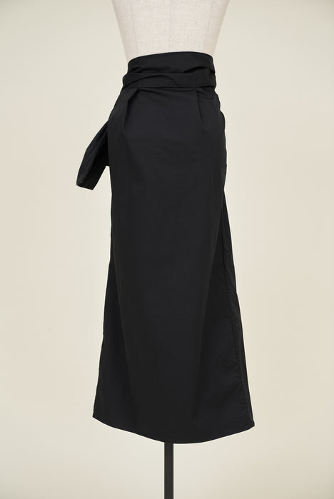 Cotton wrap skirt_Black