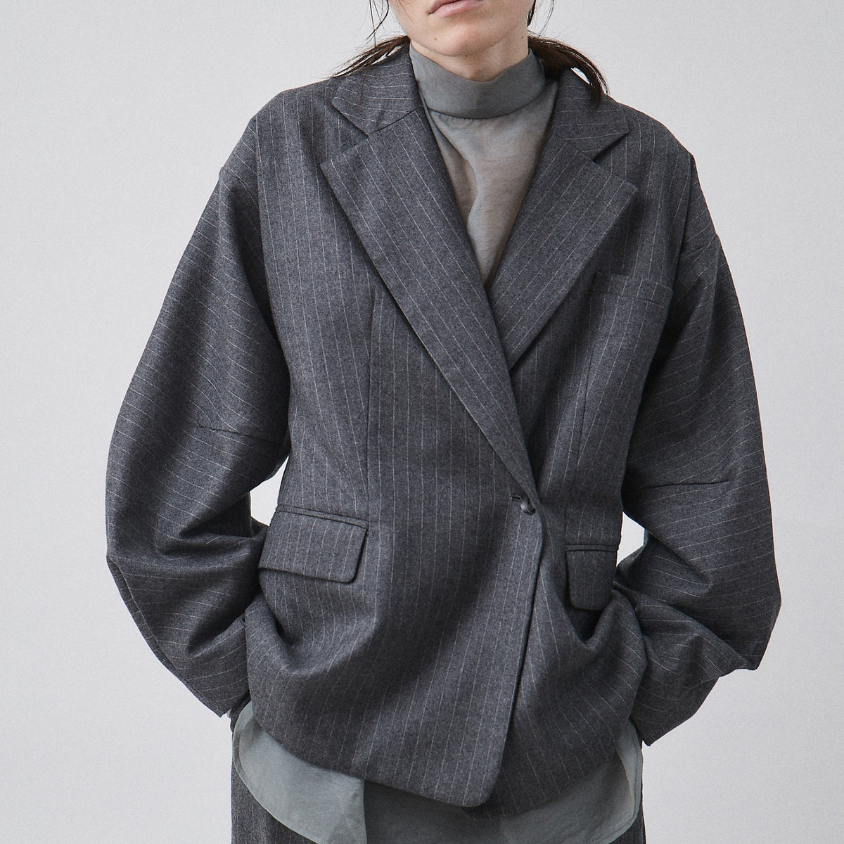 Wool Volume Jacket_Pin Stripe